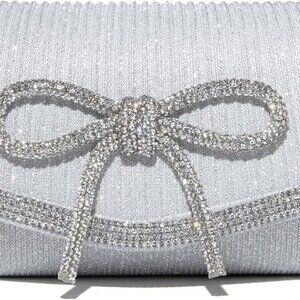 Chic Bow Shiny Evening Handbag - Sparkly Clutch with Chain Strap for Events